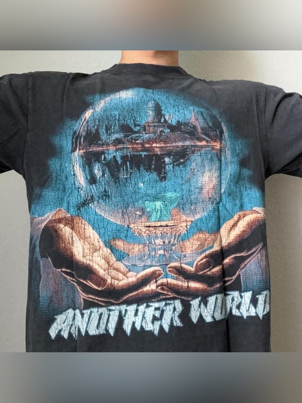 Pacsun 'Another World' AOP Graphics Gray Oversized Heavyweight Boxy T-Shirt